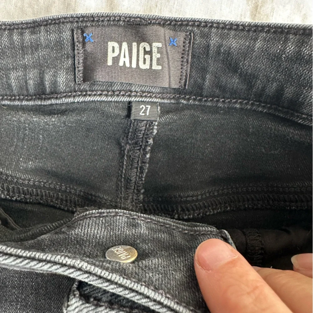 Paige High Rise Straight Ankle Jeans Black Stretch Denim Size 27 - Picture 8 of 12